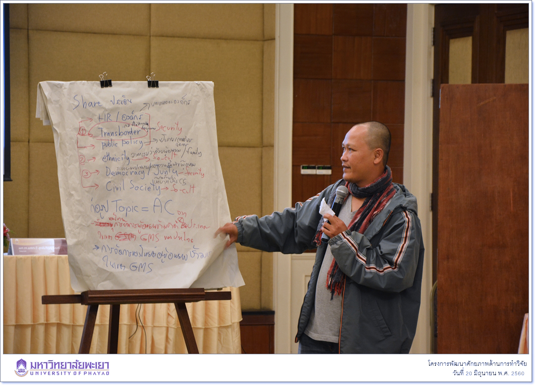 หน่วยวิจัย คณะรัฐศาสตร์และสังคมศาสตร์ มหาวิทยาลัยพะเยา ดำเนินโครงการพัฒนาศักยภาพด้านการทำวิจัย