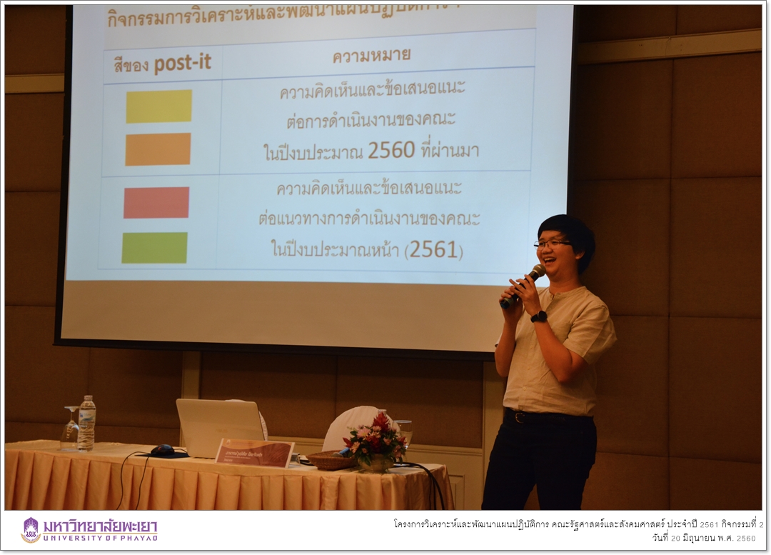 หน่วยนโยบายและแผน คณะรัฐศาสตร์และสังคมศาสตร์ มหาวิทยาลัยพะเยา ดำเนินโครงการวิเคราะห์และพัฒนาแผนปฏิบัติการ คณะรัฐศาสตร์และสังคมศาสตร์ ประจำปี 2561 กิจกรรมที่ 2