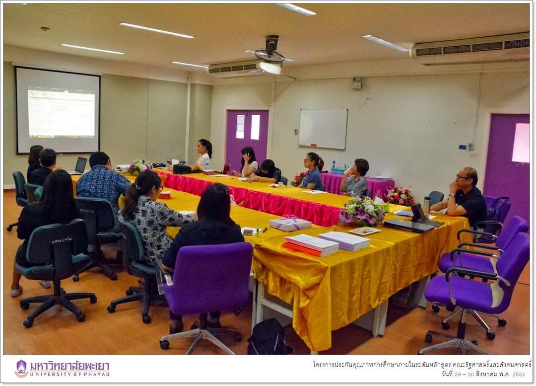 หน่วยประกันคุณภาพการศึกษา คณะรัฐศาสตร์และสังคมศาสตร์ มหาวิทยาลัยพะเยา ดำเนินโครงการประกันคุณภาพการศึกษาภายในระดับหลักสูตร