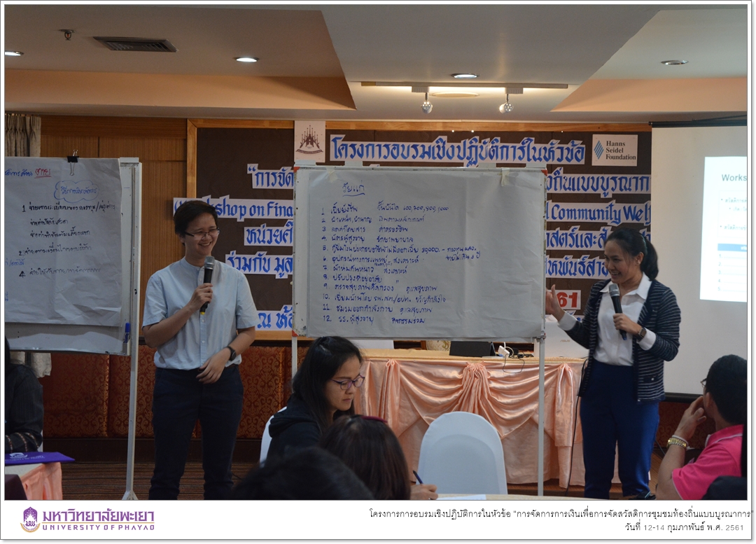 คณะรัฐศาสตร์และสังคมศาสตร์ มหาวิทยาลัยพะเยา ดำเนินโครงการการอบรมเชิงปฏิบัติการในหัวข้อ “การจัดการการเงินเพื่อการจัดสวัสดิการชุมชมท้องถิ่นแบบบูรณาการ”