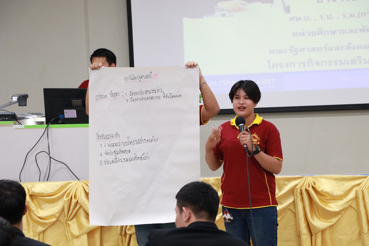 คณะรัฐศาสตร์และสังคมศาสตร์ มหาวิทยาลัยพะเยา ดำเนินการจัดโครงการกิจกรรมเสริมสร้างพัฒนานิสิต สาขาวิชารัฐศาสตร์