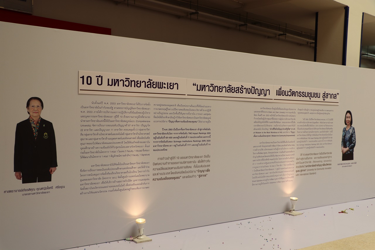 คณะรัฐศาสตร์และสังคมศาสตร์ มหาวิทยาลัยพะเยา ร่วมพิธีเปิดนิทรรศการ ๑๐ ปีมหาวิทยาลัยสร้างปัญญา เพื่อนวัตกรรมชุมชน สู่สากล   ๑ ทศวรรษ มหาวิทยาลัยพะเยา