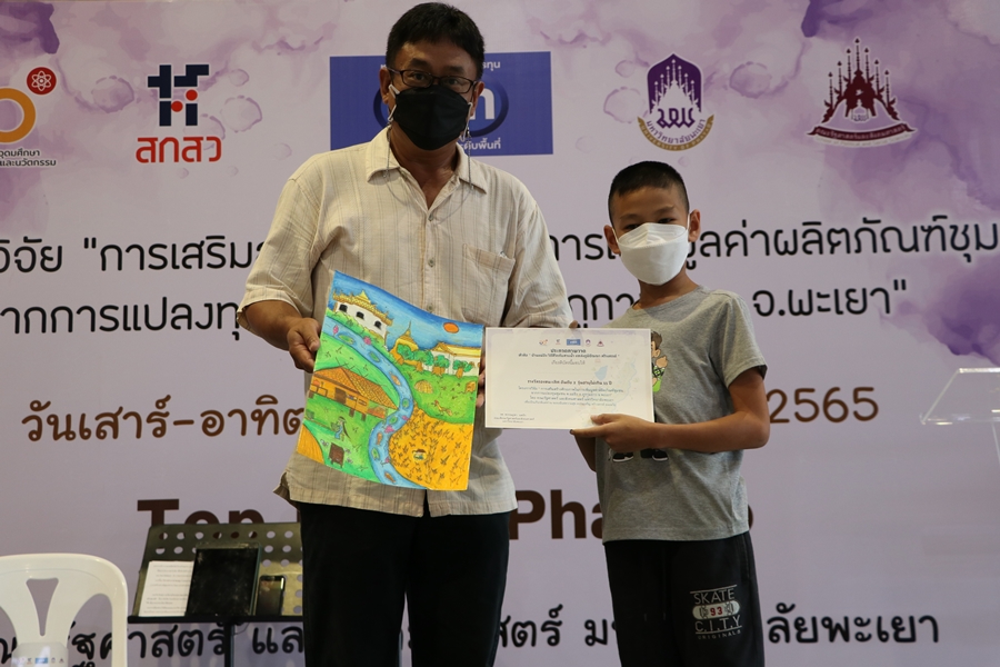 กิจกรรมแสดงผลงาน โครงการวิจัย “การเสริมสร้างศักยภาพในการเพิ่มมูลค่าผลิตภัณฑ์ชุมชนจากการแปลงทุนชุนชน ต.แม่อิง อ.ภูกามยาว จ.พะเยา