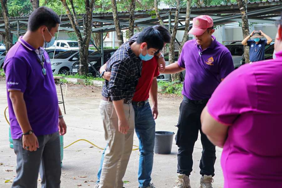 คณะรัฐศาสตร์และสังคมศาสตร์ มหาวิทยาลัยพะเยา ดำเนินการฝึกซ้อมดับเพลิงและฝึกซ้อมอพยพหนีไฟ - Health and Safety SPSS - ประจำปี 2565