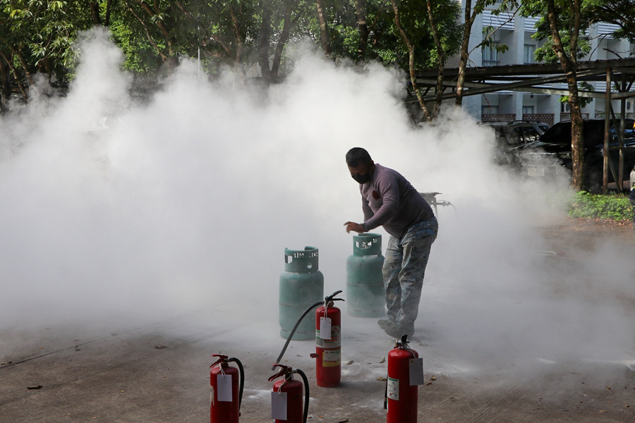 คณะรัฐศาสตร์และสังคมศาสตร์ มหาวิทยาลัยพะเยา ดำเนินการฝึกซ้อมดับเพลิงและฝึกซ้อมอพยพหนีไฟ - Health and Safety SPSS - ประจำปี 2565