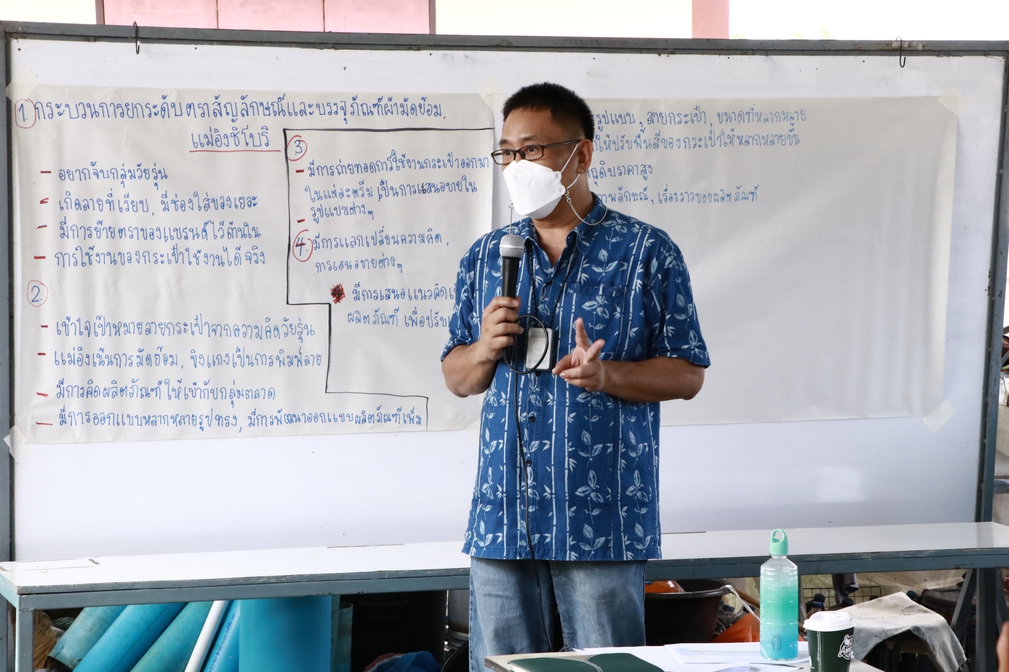 กิจกรรมถอดบทเรียนและจัดทำวิดีทัศน์ นวัตกรรมกระบวนการเพื่อยกระดับตราสัญลักษณ์และบรรจุภัณฑ์ผ้ามัดย้อมแม่อิงชิโบริ (1 คณะ 1 ชุมชนนวัตกรรม) คณะรัฐศาสตร์และสังคมศาสตร์